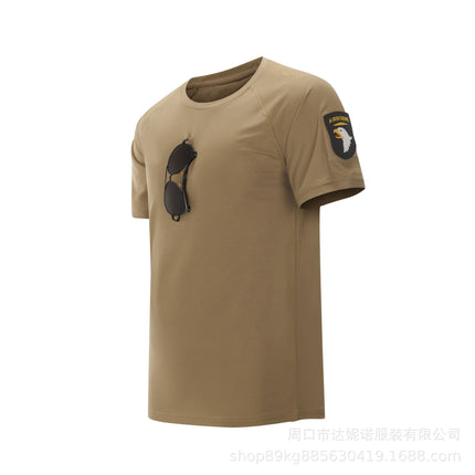 Summer Stretch Short-sleeved T-shirt Men's Loose plus size Tactical Short-sleeved Stretch Quick-drying Military Fan Training Suit T-shirt