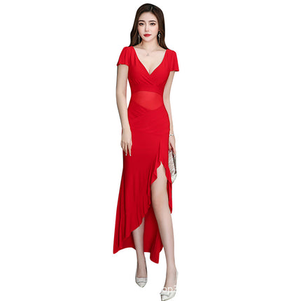 New Hotel Nightclub Foot Bath Technician Work Clothes Slim Belly Covering Sexy Massage Dress Elegant Fashion Long Dress