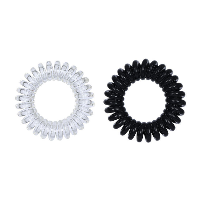 Outer Diameter 4cm Black Phone Cord Hair Tie Korean Hair Tie Hair Rope Transparent White Rubber Band Wire Coil Headwear