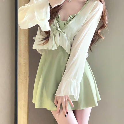 Swimsuit Women's 2025 New Summer Body-Slimming Conservative Skirt avocado green High-end Sexy Hot Spring Swimsuit