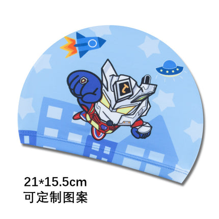 Cartoon Children's Swimming Cap Printed Cute Fashionable Cloth Cap for Boys and Girls Comfortable Non-Stretching Swimming Cap Cloth Cap Quick-Drying