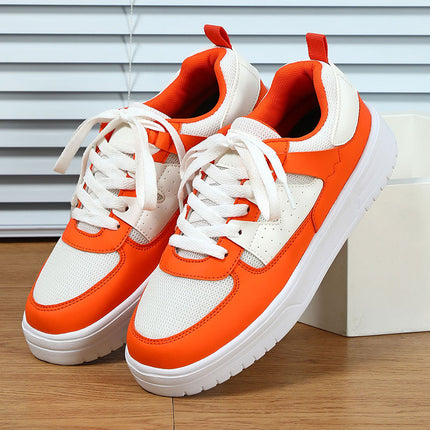 Korean Style Trendy Four-Season Thick-Soled Skateboard Shoes, Mesh Breathable Casual Shoes, Lace-Up Fashionable Women's Shoes, Outdoor Couple Trendy Shoes