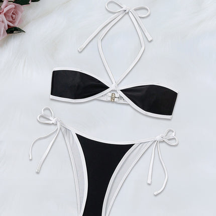 European and American foreign trade new fashion sexy bikini women solid color strap swimsuit factory wholesale bikini suit