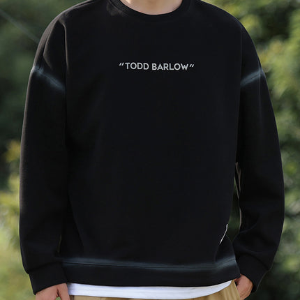 Han Pai Men's Wear Spray Dye Design Trendy Letter Printing Crewneck Sweatshirt Autumn and Winter All-match Long Sleeve T-shirt Fashion Base