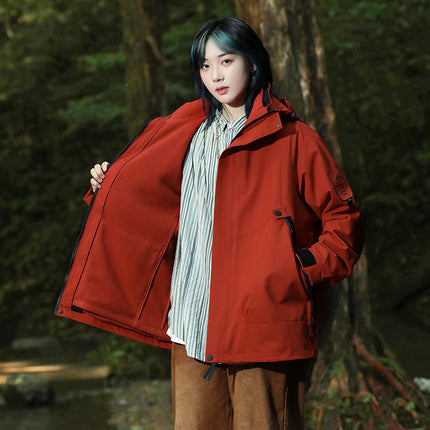 2025 New Style Jacket for Men and Women, Three-In-One Mountaineering Jacket, Windproof, Waterproof, Warm Work Clothes, Group Purchase Printing