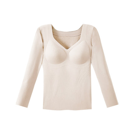 Mousse Velvet Jelly Strip Thermal Underwear for Women, Invisible Foundation, Skin-Warming, Brushed Thermal Long-Sleeve Base Layer