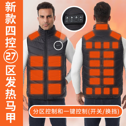 Cross-Border 2025 Winter New Smart Heating Vest Constant Temperature Warm Black Technology Electric Heating Vest Same Style for Men and Women