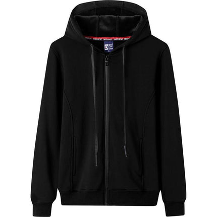 Autumn and Winter Fleece-Lined Zip-Up Hoodie Sweatshirt Unisex Workwear Long-Sleeve Jacket Casual Versatile with Logo Design