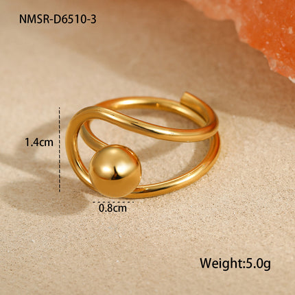 European and American Cross-Border Ins Niche Oval Egg-Shaped Pearl Ring Titanium Steel Ring Design Bow Open Ring