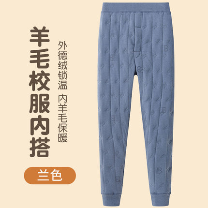 School Uniform Inner Artifact Winter Cotton Pants Boys Autumn Pants Teenagers Girls Cotton Warm Pants Winter fleece-lined Thickened