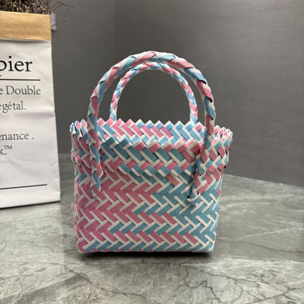 Plastic Woven Bow Basket Bag / Sac Panier Tressé Nœud Plastique