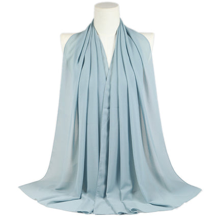 Solid Color Single Color Pearl Chiffon Scarf Malaysia Hot Selling Long Scarf Scarf Shawl Export Malaysia