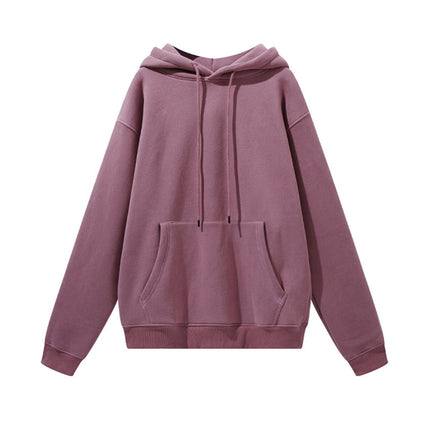 Men's Autumn and Winter 345g Pure Color Hoodie Thickeneded and Velvet Oversize Brushed Men's Hooded Sweatshirt Thickeneded and Warm