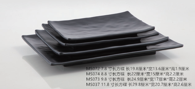 Rectangular plate melamine tableware plastic black Frosted Hot Pot Restaurant creative Japanese and Korean sushi barbecue skewers meat plate
