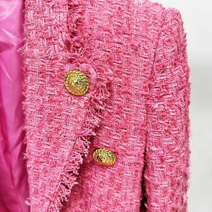 In Stock 2026 Autumn and Winter New European and American Fashion French Style Elegant Fringed Slim-Fit Tweed Blazer Jacket