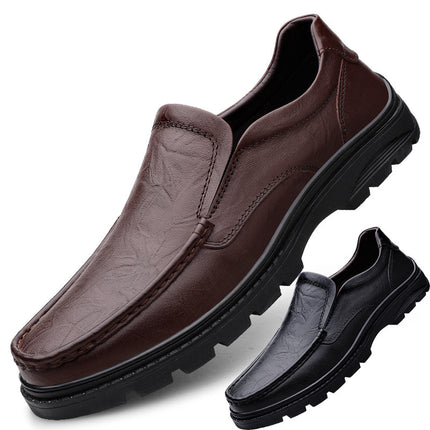 Plus size business casual leather shoes autumn new men's shoes grip pattern slip-on soft sole shoes cross-border Amazon men's shoes