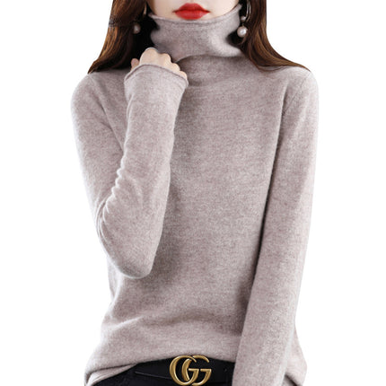 Curling pile collar woolen sweater women's 100 pure wool bottoming shirt autumn and winter New turtleneck cashmere knitted sweater