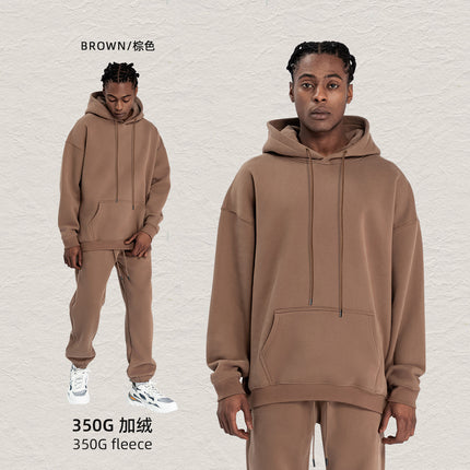 Kite Men's Clothing Factory Autumn and Winter Heavy Velvet Sweatshirt Men's Cross-Border American Street Fashion Loose Sweatshirt Pants Suit Men