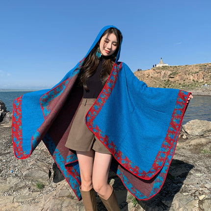 Summer Ethnic Style Scarf Xizang Sun Protection Silk Scarf Female Qinghai Lake Travel Photo Beach Towel Twill Satin Shawl Xinjiang