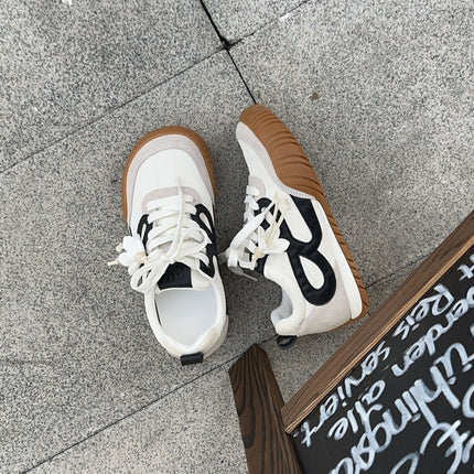 Genuine Leather Moral Training Shoes for Women 2025 Autum New Versatile Color Matching Ugly Big Toe Shoes Casual Sports Shoes Thick-Soled Sneakers