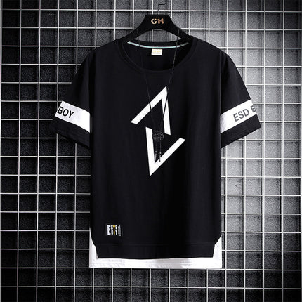Teenager Short-sleeved T-shirt Men's 2024 New Summer Loose Fashionable All-match Half-sleeved Handsome Junior High School Students Big Boy