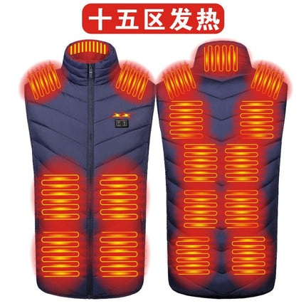 Cross-Border Popular Men's Stand-Up Collar Heating Vest Cotton Vest Electric Heating Vest USB Powered Intelligent Constant Temperature Heating Clothing