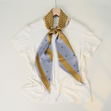2025 European and American-style Beveled Silk Scarf Cross-border Silk Cashew Dot Long High-end Ribbon Scarf Women's Belt