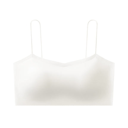 Popular Seamless Beauty Back Bra for Women, Tube Top, Spaghetti Straps, No Rims, Small Breast Push-Up, Glossy One-Line Support Bra