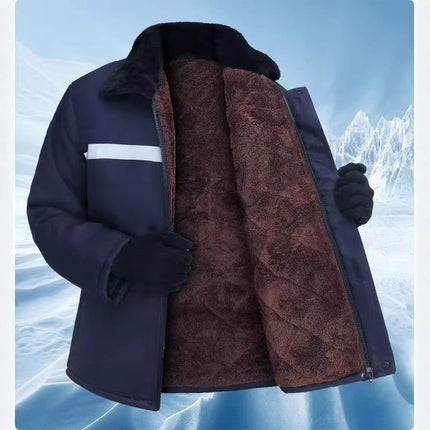 Winter cotton-padded jacket reflective strip fleece-lined thickened labor protection overalls outdoor warm cold-proof cotton-padded coat site coat