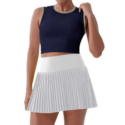 European-style Pleated Skirt Yoga High Waist Anti-glare Tennis Suit suit Breathable Badminton Golf Skirt for Women