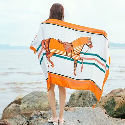 Ethnic Style Shawl Women's Summer Hainan Sanya Travel Photograph Qinghai Lake Scarf Beach Towel Thin Sunscreen Scarf