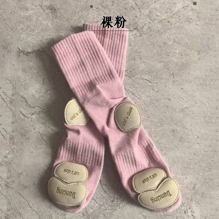 Children's modern dance socks adult ballet non-slip middle tube Chinese dance three-piece bottom folk dance cat claw training cotton socks