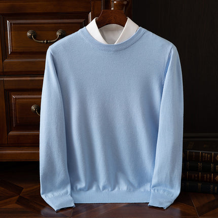23 Autumn/Winter Wool Sweater Men's Round Neck Sweater Warm Casual Knitted Base Shirt Plus Size Business Gentleman Casual Versatile