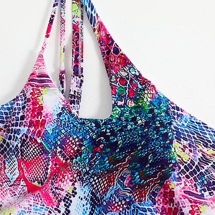 2025 European and American New Graffiti One-Shoulder One-Piece Printed Vacation Swimsuit Bikini Bikini Swimsuit Cross-Border