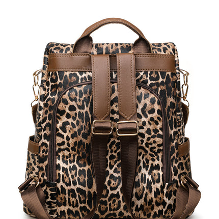 Cross-border New Fashion Simple Leopard Print Backpack Women's Casual All-match Travel Large Capacity Anti-theft Backpack