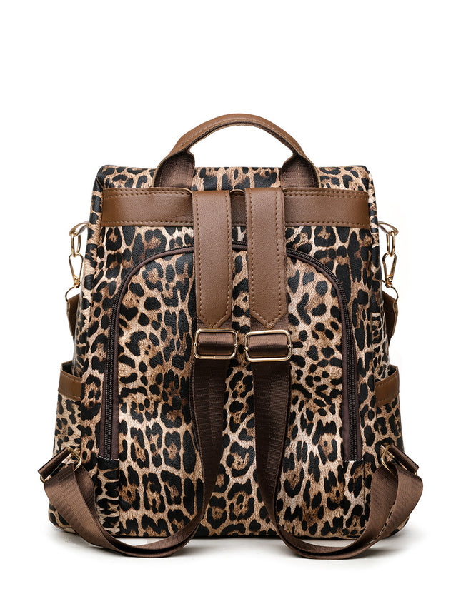 Cross-border New Fashion Simple Leopard Print Backpack Women's Casual All-match Travel Large Capacity Anti-theft Backpack