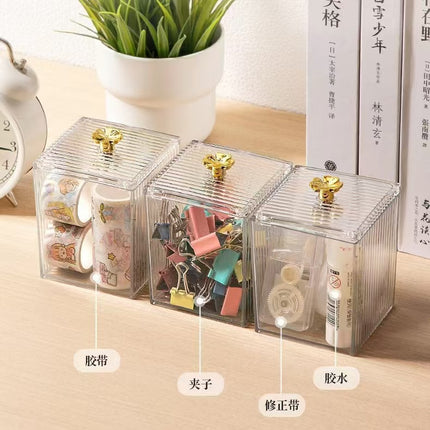 Simple and Minimalist Style Cotton Pad Storage Box, Cotton Swab Box, Desktop Dressing Table Cosmetics Dust-Proof Plastic