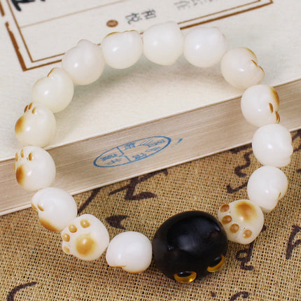 Bodhi Root Cat's Claw Bracelet String Purple Light Sandalwood Black Cat Charcoal Burned White Jade Bodhi Men's and Women's Couple's Hand Jewelry Wen Play Bracelet
