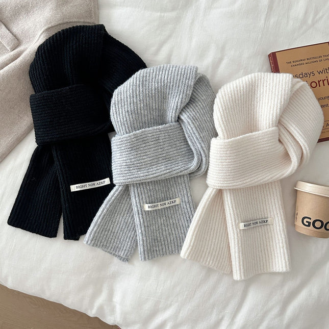 2025 Autumn and Winter New Wool Blended Pure Color Scarf for Female Students Korean Style Simple and Versatile Warm Couple Scarf