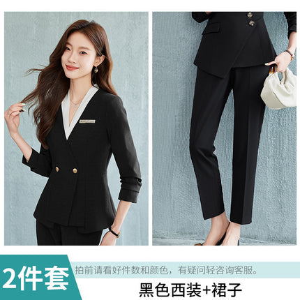 Black Suit suit Women's Business Wear Foruman Autumn and Winter Temperament Goddess Fan OL Tooling Jewelry Store Front Desk Work Clothes