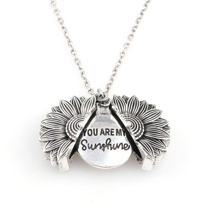 Amazon cross-border double-sided sunflower pendant double-layer openable sunflower necklace personalized sweater chain
