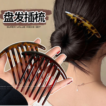 European and American Cross-border Foreign Trade High-end Leopard Hair Accessories All-match Hair Combs and Combs for Girls Simple and Fresh Hair Cards