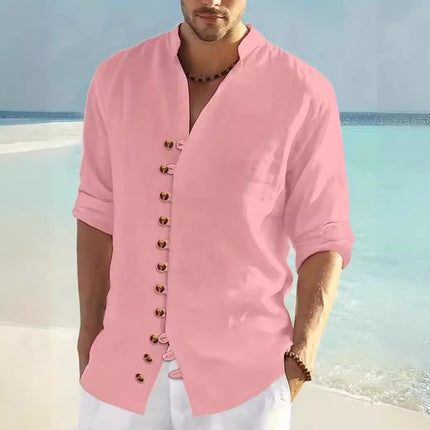 2024 Cross-border Hot Sale Men's Casual Collar Long Sleeve Button Cardigan Shirt Cotton Spinning Hot Sale .... On Sale