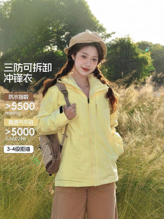 Big Brand Same Style Yueying Yellow Jacket for Women 2025 New Three-In-One Mountaineering Jacket Outdoor Windproof Hiking Jacket for Men