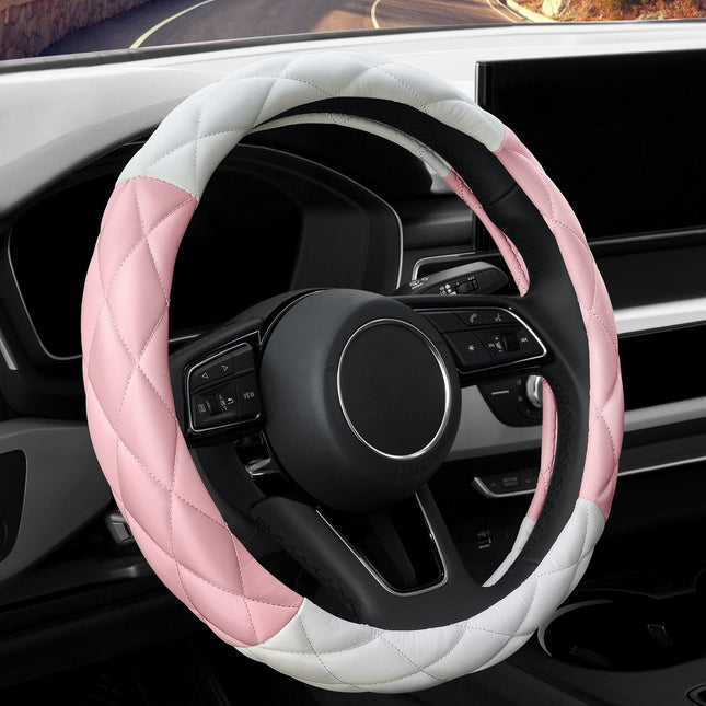 Car Steering Wheel Cover Rhinestone Steering Wheel Cover Four-Season Universal Diamond Soft Leather Non-Slip Steering Wheel Cover with Shiny
