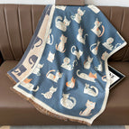 Cute relaxed cat blue / 180x65cm imitation cashmere