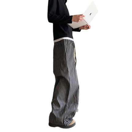 Spring and Autumn Japanese Retro Lazy Loose Vertical Striped Casual Pants Unisex Versatile Trendy Brand Straight-Leg Floor-Length Pants