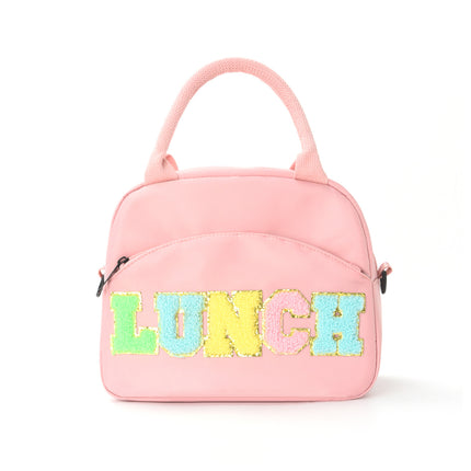 Amazon cross-border embroidery lunch bag handbag letter portable storage bag high-value large-capacity lunch bag