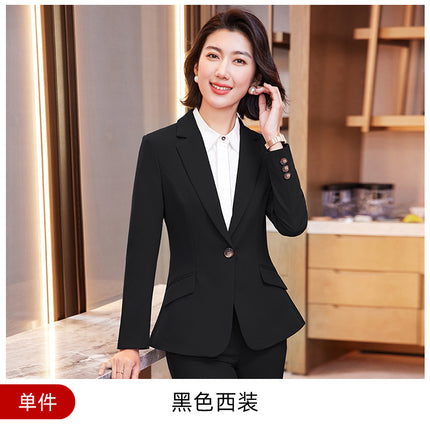 High-end red suit suit women's autumn and winter workwear jewelry hotel front desk workwear temperament professional suit jacket