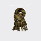 Square mark bristle brushed plaid pickled yellow coffee